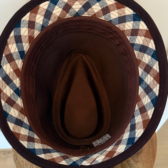 Grace Hats Plaid Bucket Hat with Brown Trim - Picture 6 of 9